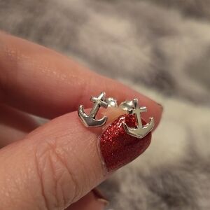 Sterling Silver Anchor Stud Earrings Brand New In Box